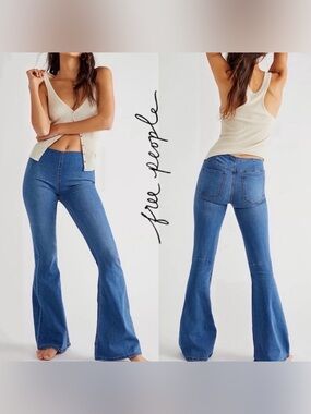 NWT Free People Penny Pull On Flare Jeans in Echo Blue Size: 26
